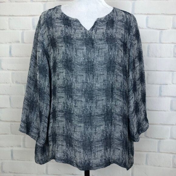 J. Jill Tops - J Jill Pure Jill Linen Blend Blouse Petite Size PM Blue Gray